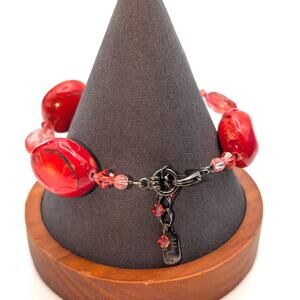 Dabby Reid Chunky Four Piece Coral & Faceted Crystal Bead Bracelet